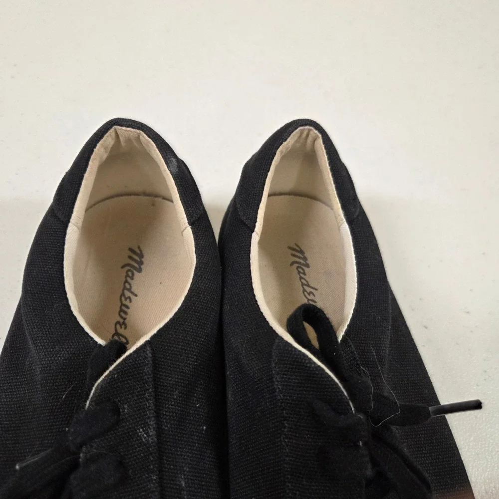 Madewell Sidewalk Low Top Canvas Sneakers Black‎ Mens 9 Womens 10.5 MWL Flat